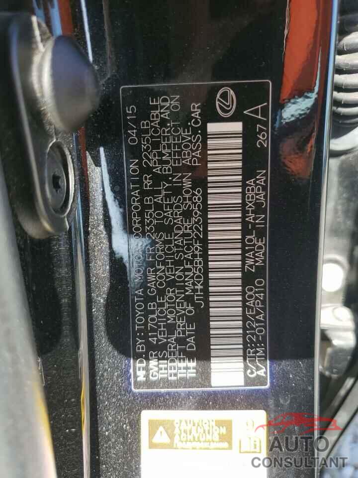 LEXUS CT 200 2015 - JTHKD5BH9F2239586