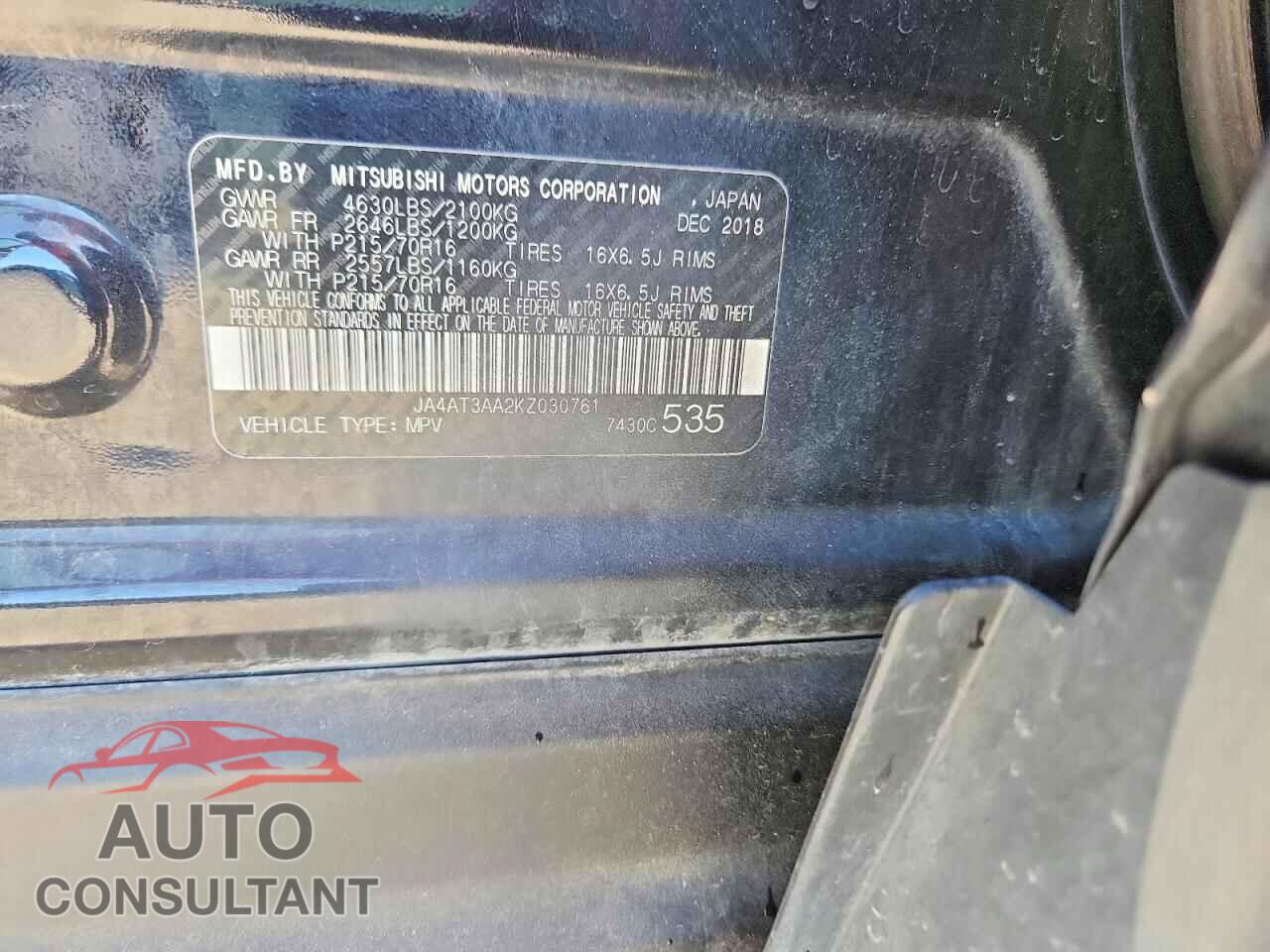 MITSUBISHI ECLIPSE 2019 - JA4AT3AA2KZ030761