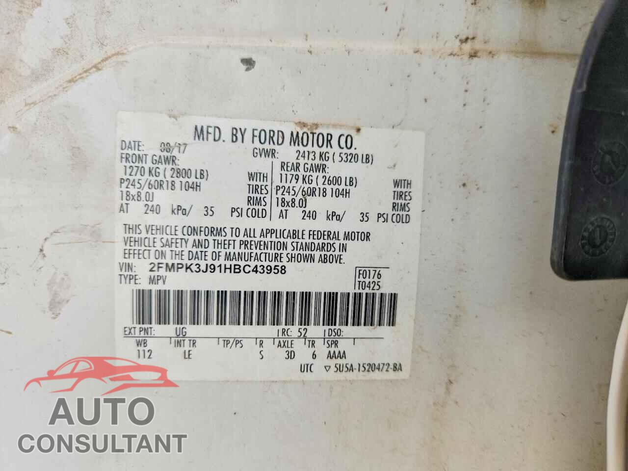 FORD EDGE 2017 - 2FMPK3J91HBC43958