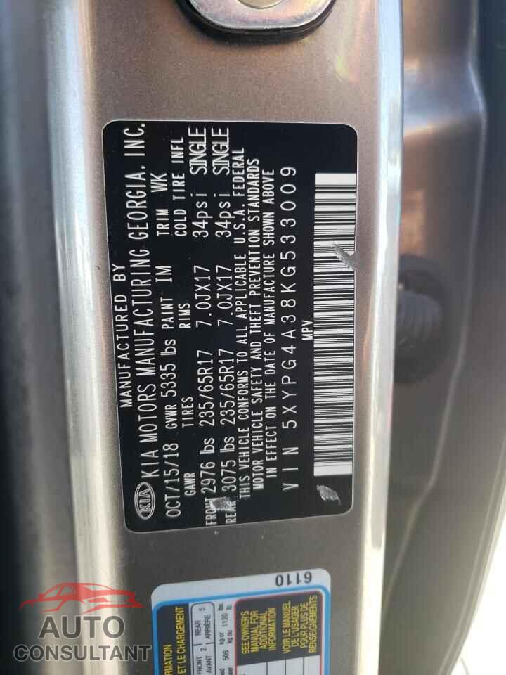 KIA SORENTO 2019 - 5XYPG4A38KG533009