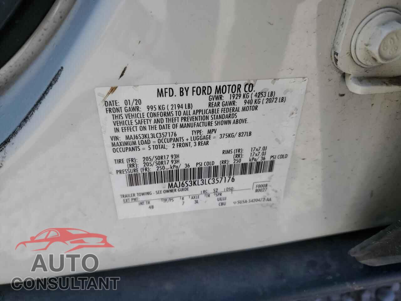 FORD ECOSPORT 2020 - MAJ6S3KL3LC357176