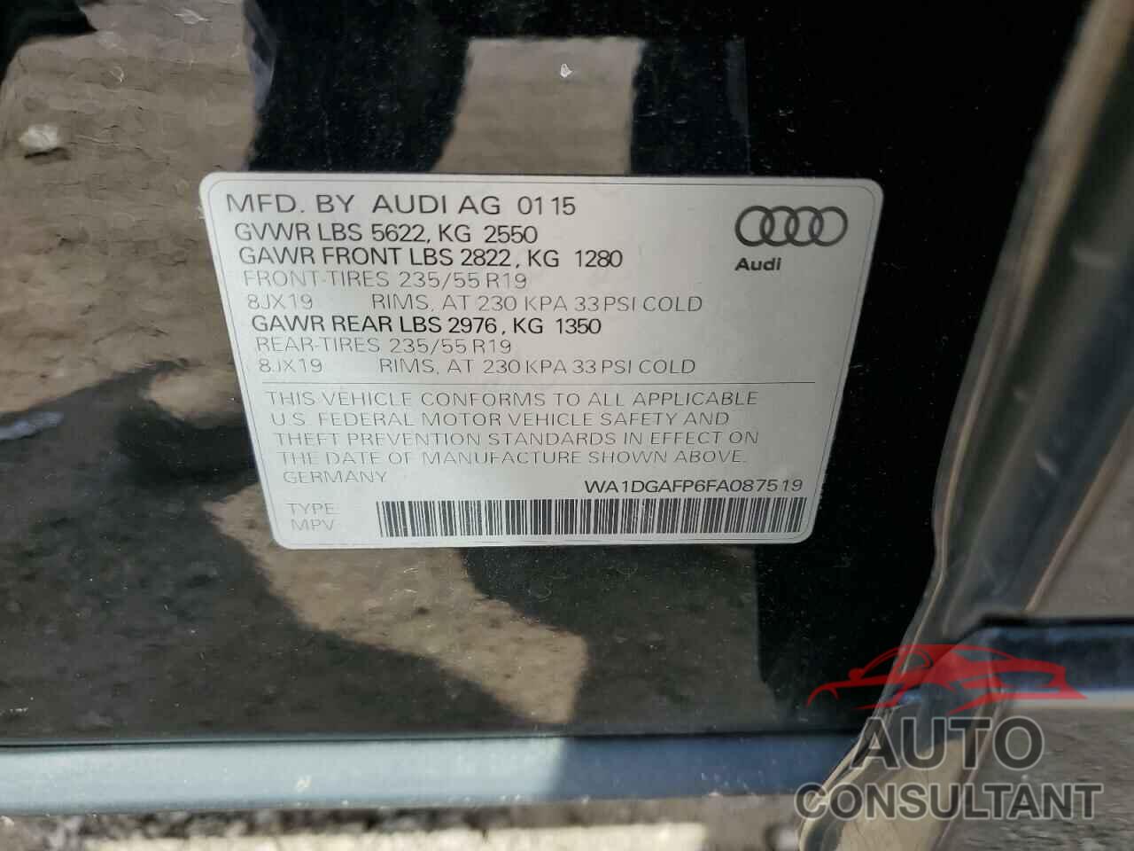 AUDI Q5 2015 - WA1DGAFP6FA087519