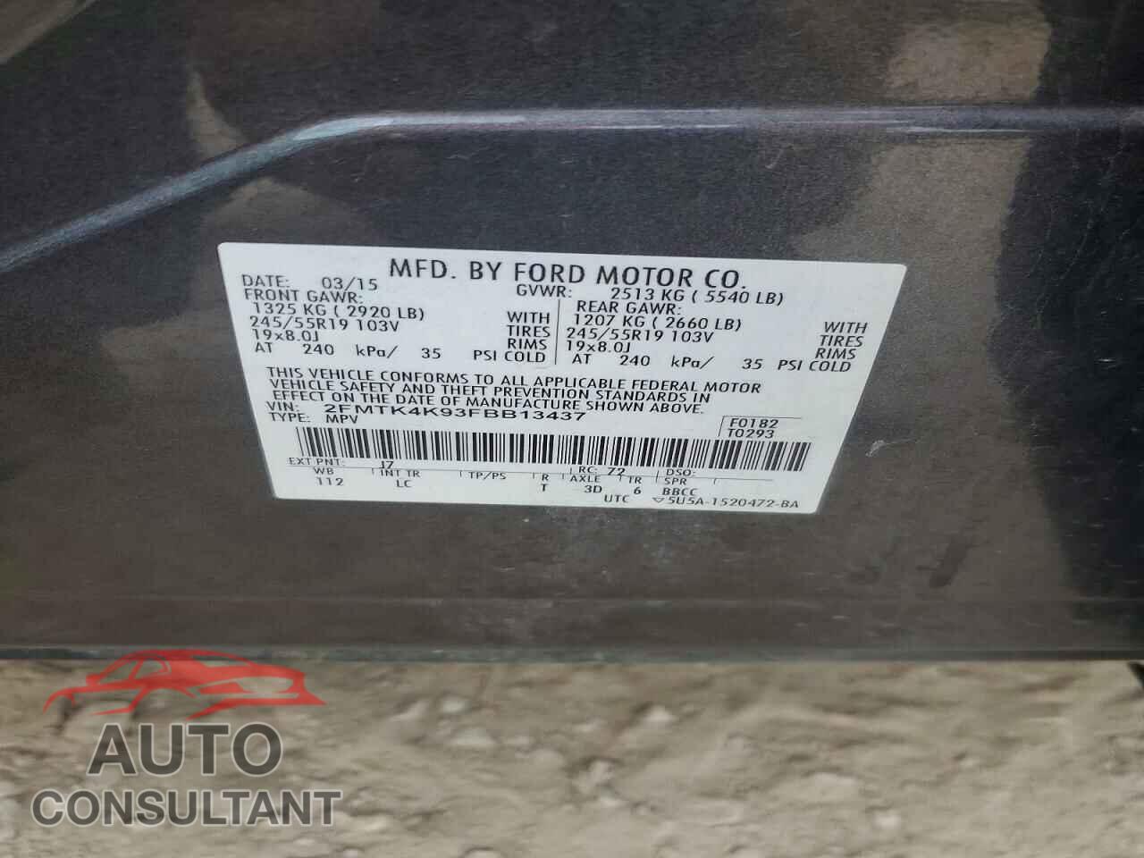 FORD EDGE 2015 - 2FMTK4K93FBB13437