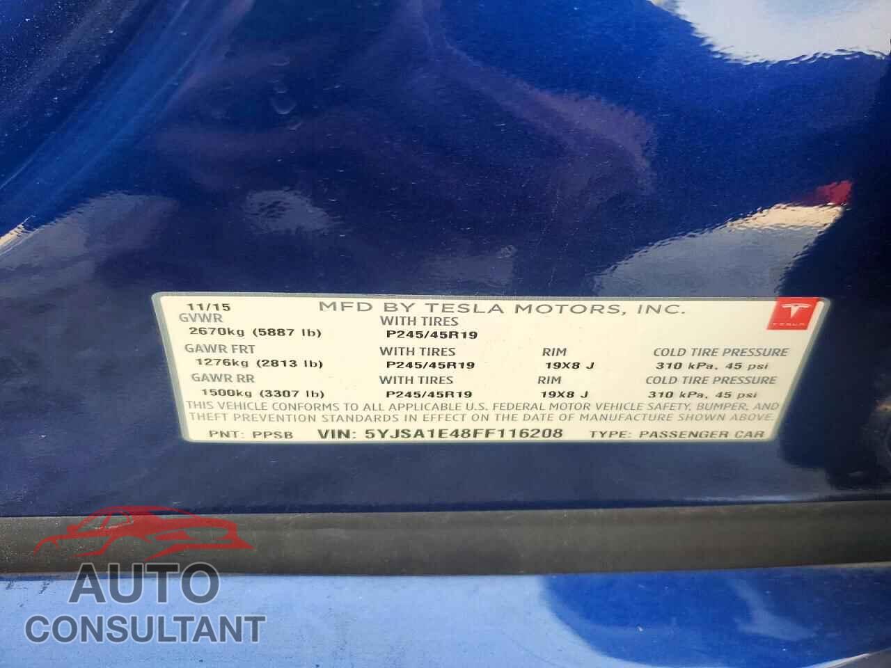 TESLA MODEL S 2015 - 5YJSA1E48FF116208