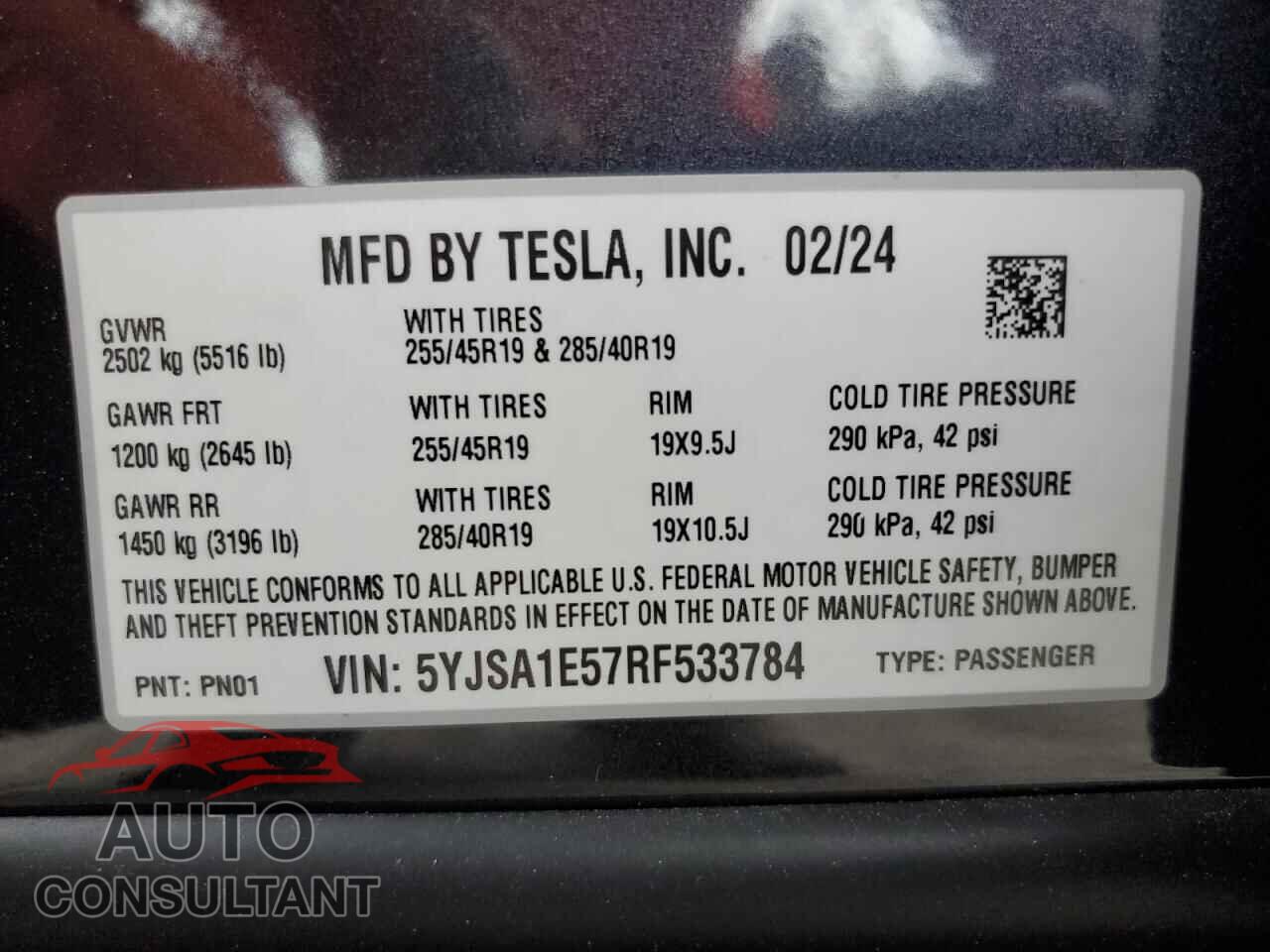 TESLA MODEL S 2024 - 5YJSA1E57RF533784
