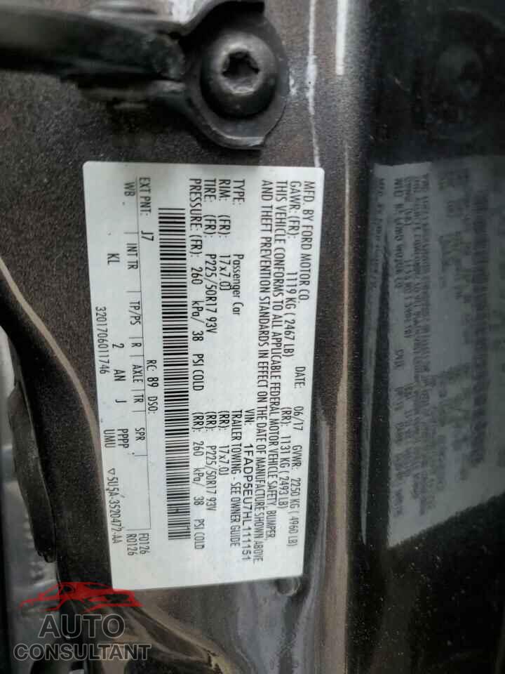 FORD CMAX 2017 - 1FADP5EU7HL111151