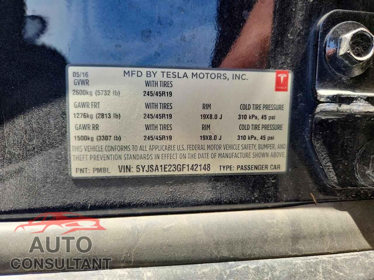 TESLA MODEL S 2016 - 5YJSA1E23GF142148