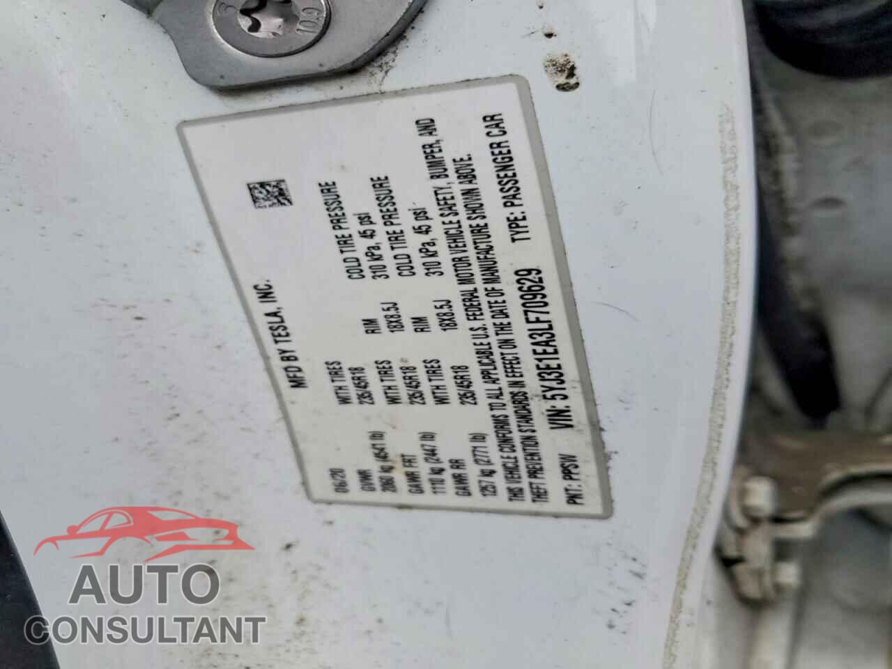 TESLA MODEL 3 2020 - 5YJ3E1EA3LF709629