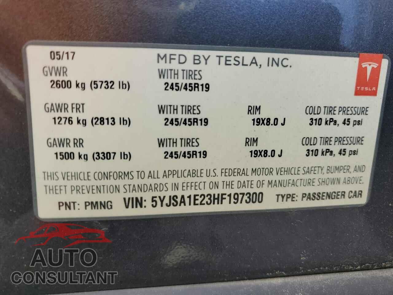 TESLA MODEL S 2017 - 5YJSA1E23HF197300