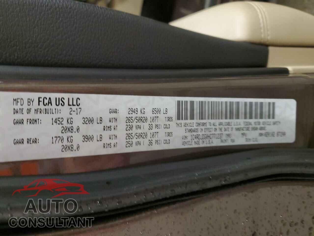 DODGE DURANGO 2017 - 1C4RDJDG0HC771237