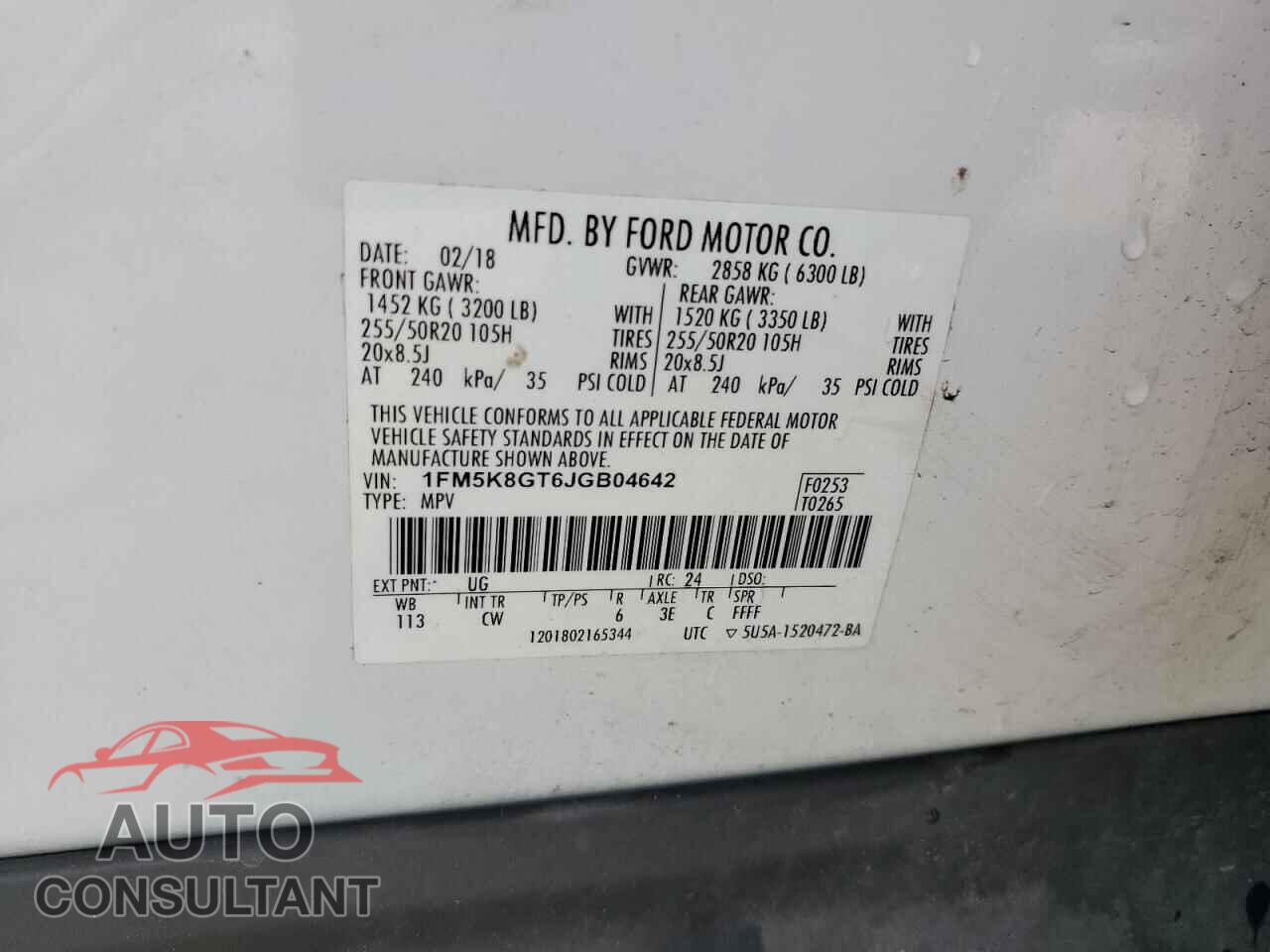 FORD EXPLORER 2018 - 1FM5K8GT6JGB04642