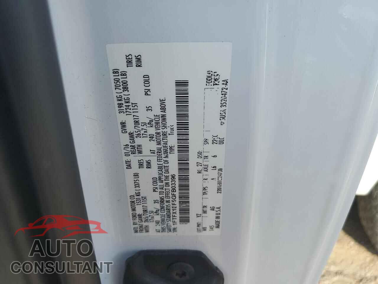 FORD F-150 2016 - 1FTFX1EF5GFB03396