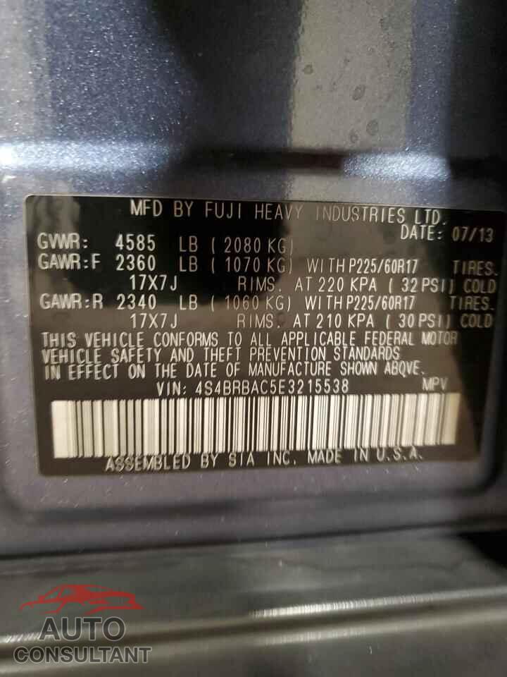 SUBARU OUTBACK 2014 - 4S4BRBAC5E3215538