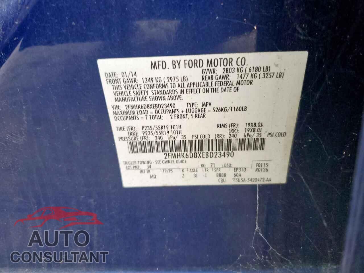 FORD FLEX 2014 - 2FMHK6D8XEBD23490