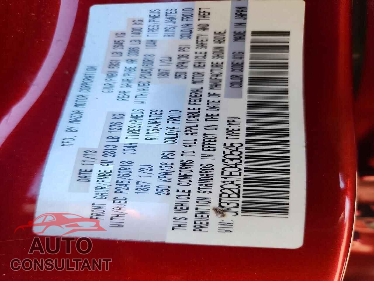MAZDA CX-9 2014 - JM3TB2CA1E0430545
