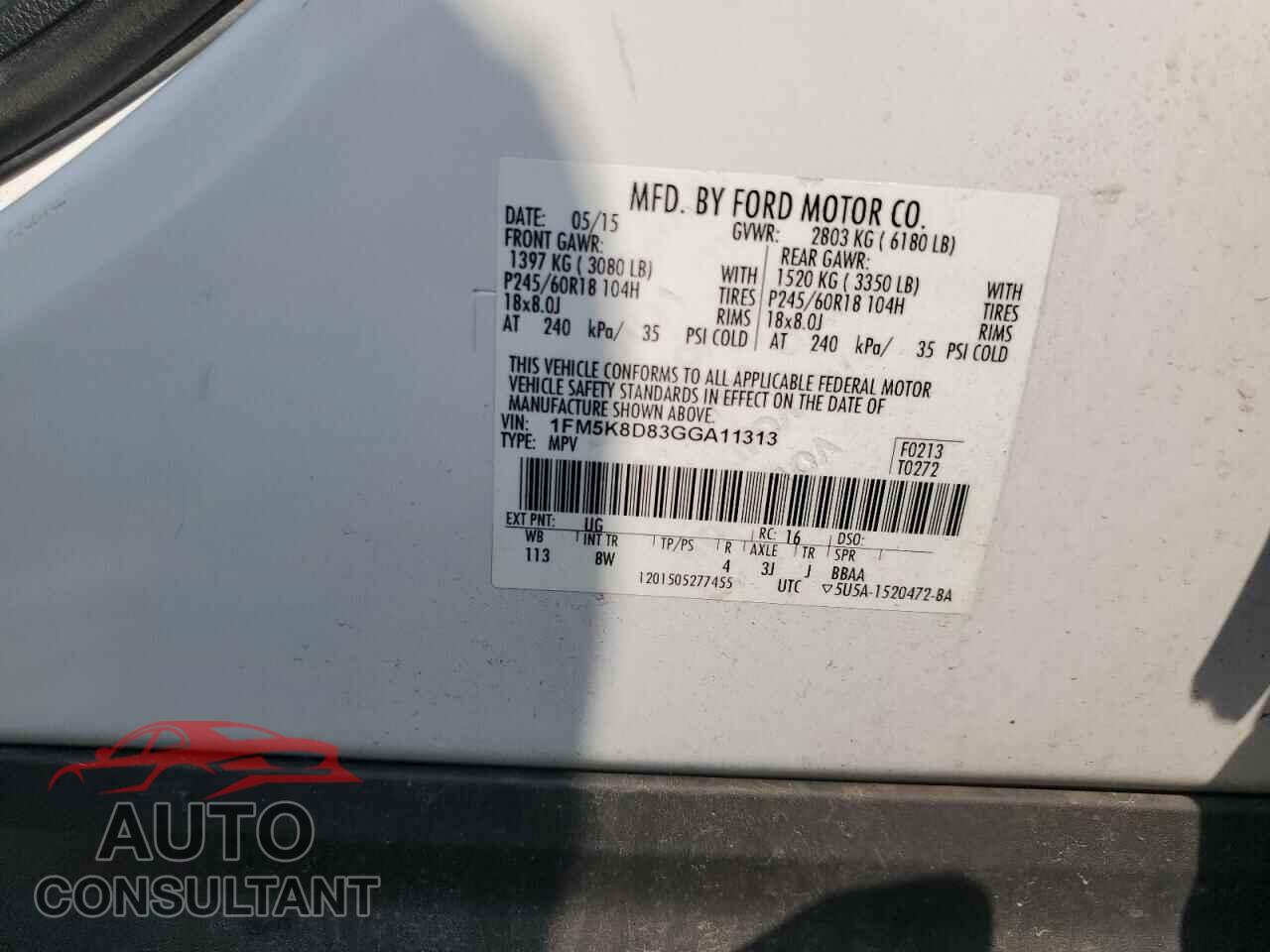 FORD EXPLORER 2016 - 1FM5K8D83GGA11313