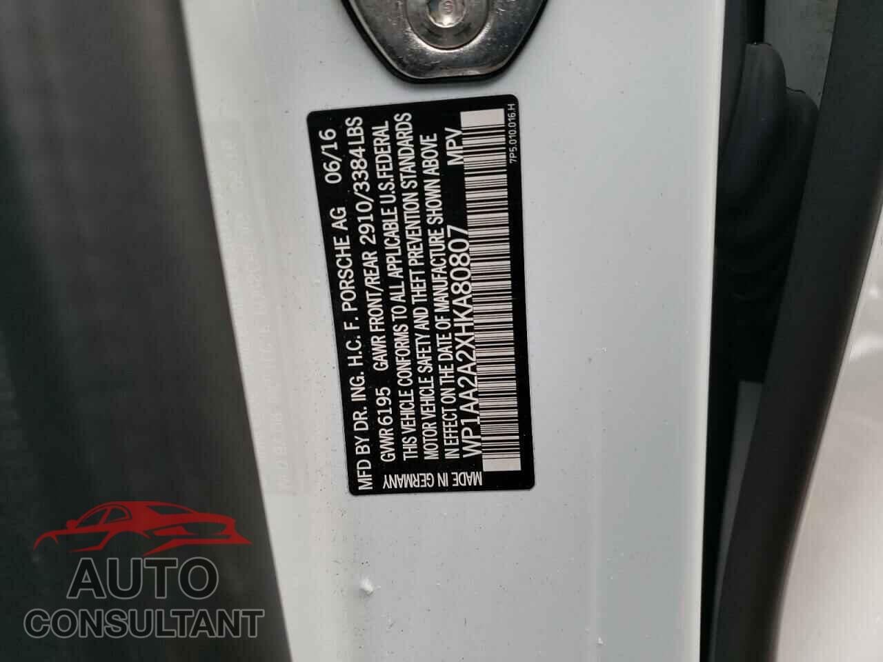 PORSCHE CAYENNE 2017 - WP1AA2A2XHKA80807