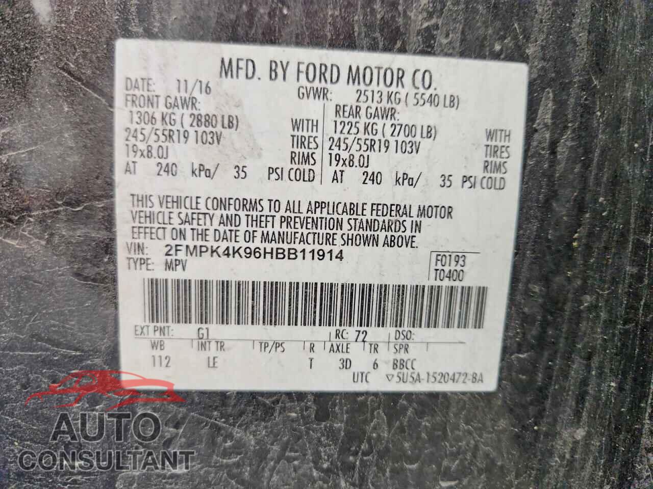 FORD EDGE 2017 - 2FMPK4K96HBB11914