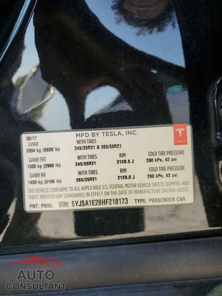 TESLA MODEL S 2017 - 5YJSA1E28HF218173