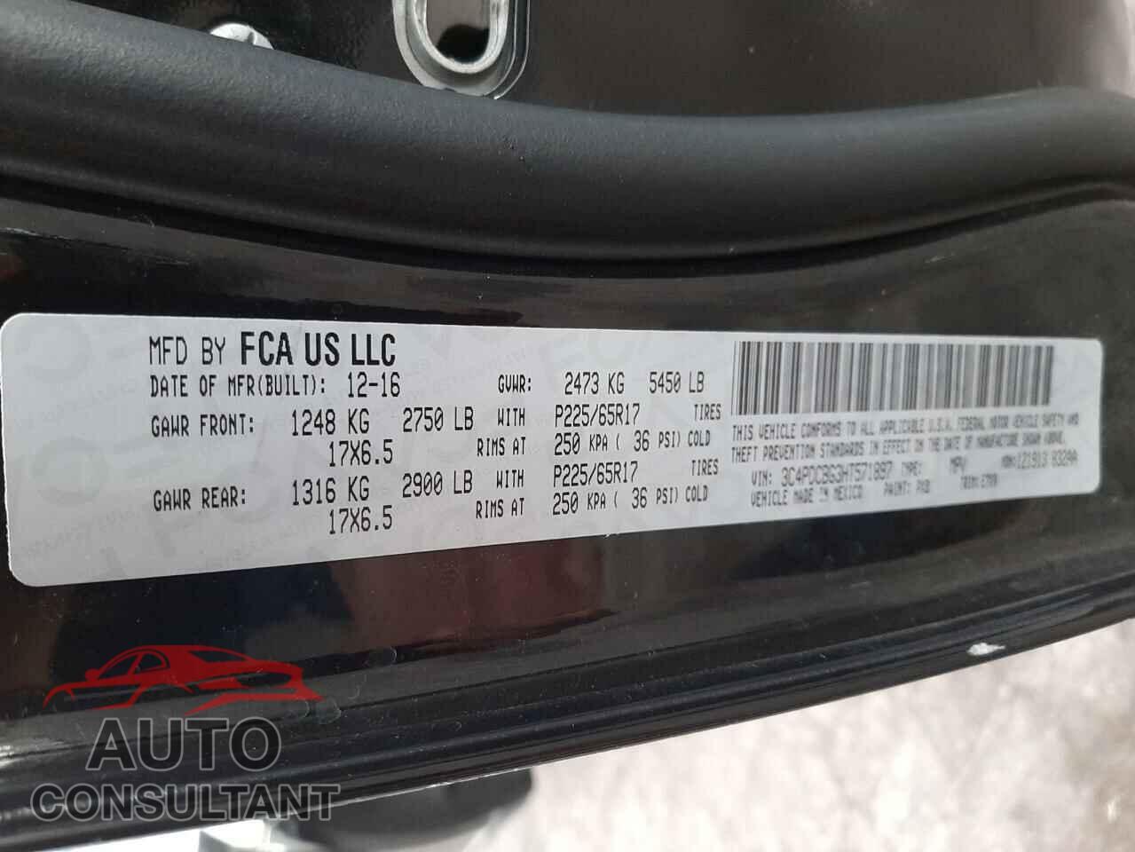 DODGE JOURNEY 2017 - 3C4PDCBG3HT571897
