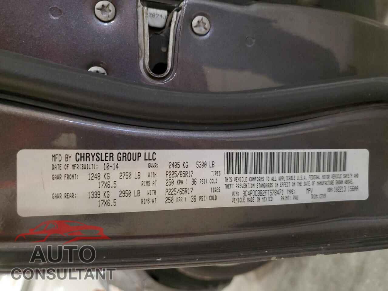 DODGE JOURNEY 2015 - 3C4PDCBB2FT578471