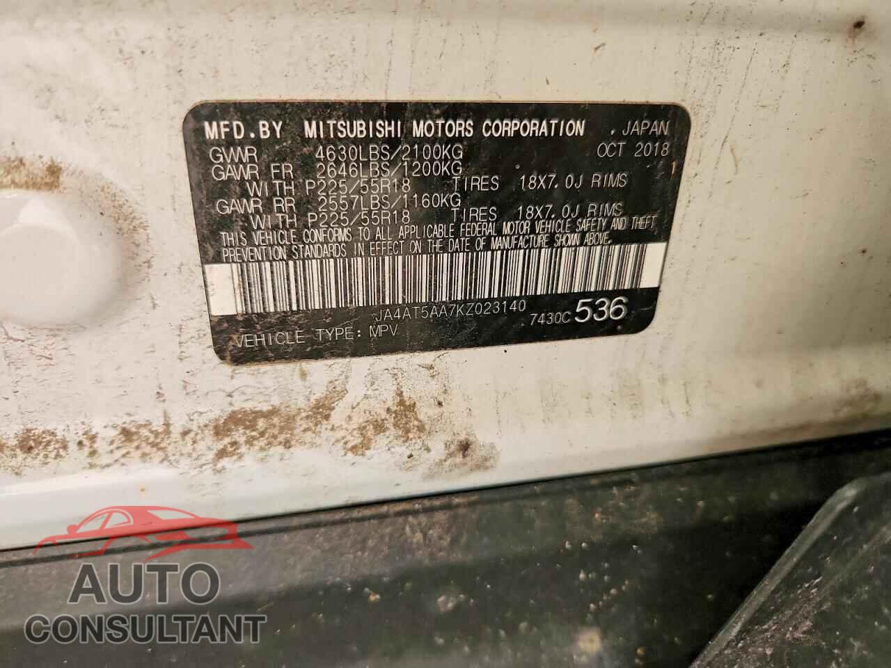MITSUBISHI ECLIPSE 2019 - JA4AT5AA7KZ023140