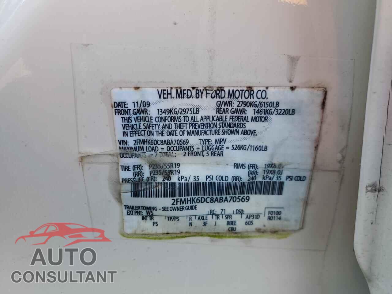 FORD FLEX 2010 - 2FMHK6DC8ABA70569