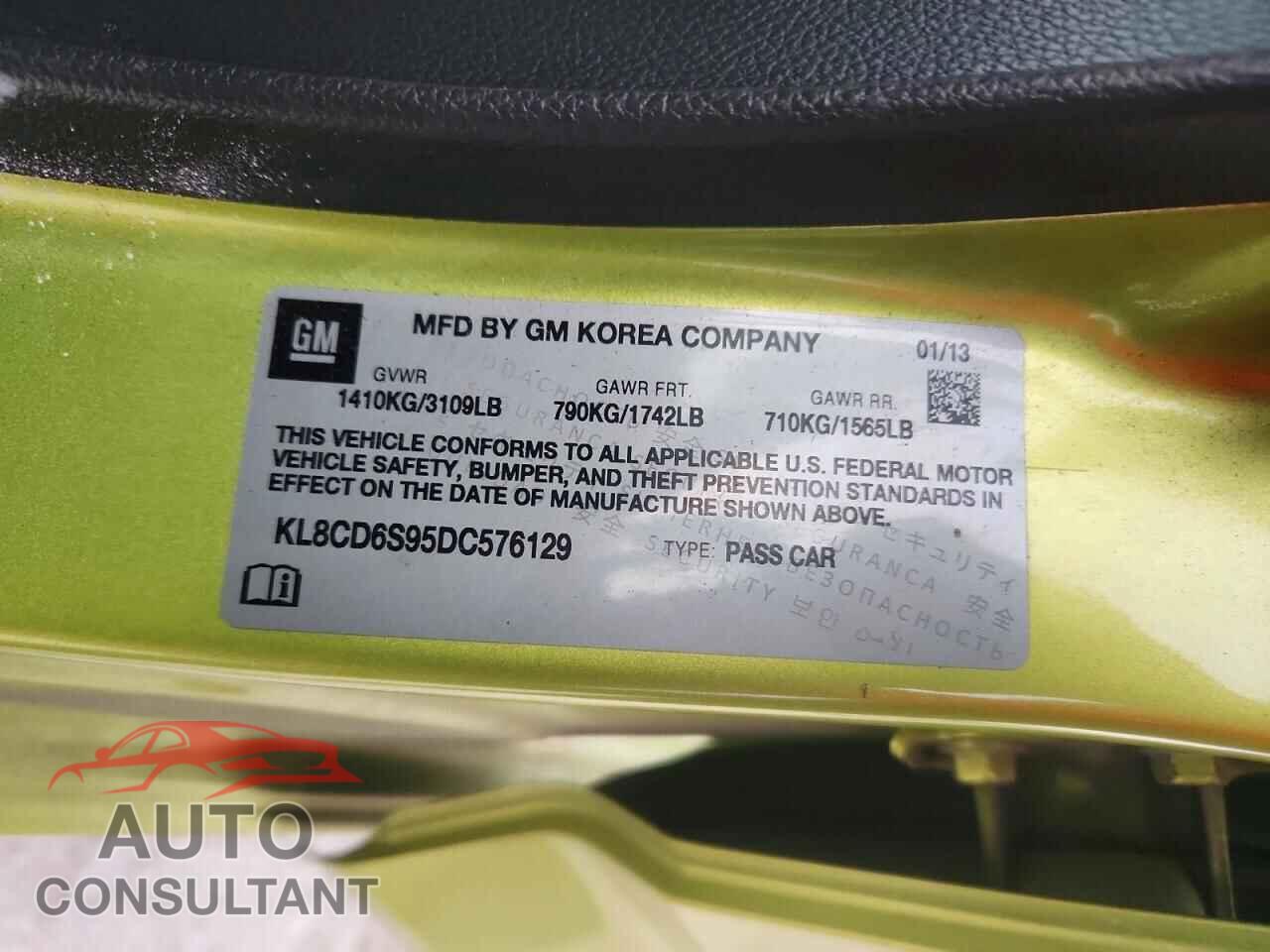 CHEVROLET SPARK 2013 - KL8CD6S95DC576129