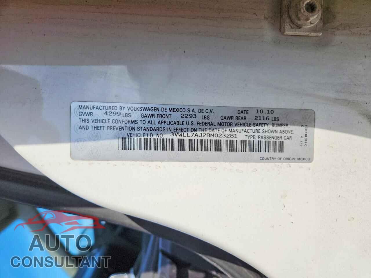 VOLKSWAGEN JETTA 2011 - 3VWLL7AJ2BM023281