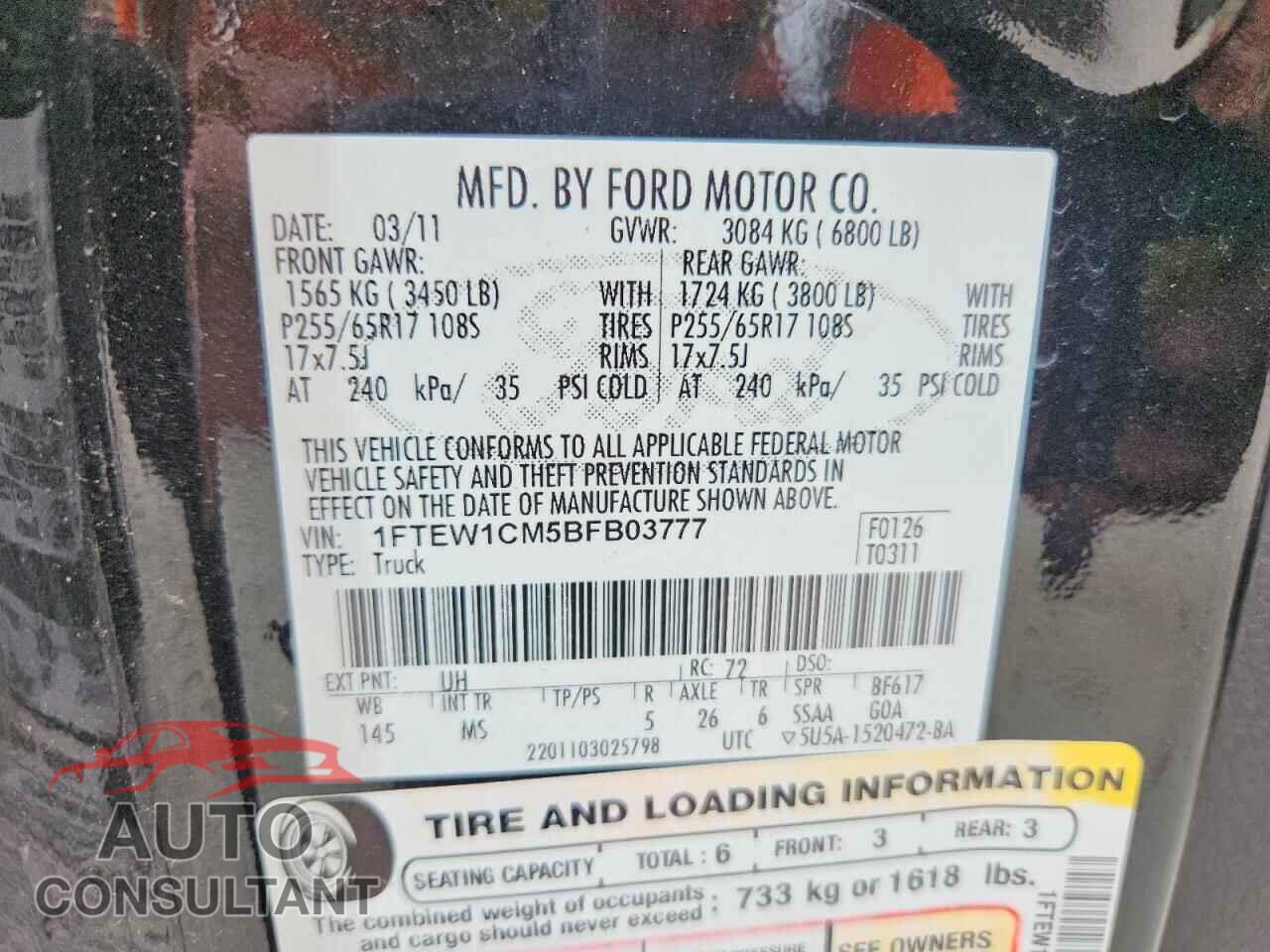 FORD F150 2011 - 1FTEW1CM5BFB03777