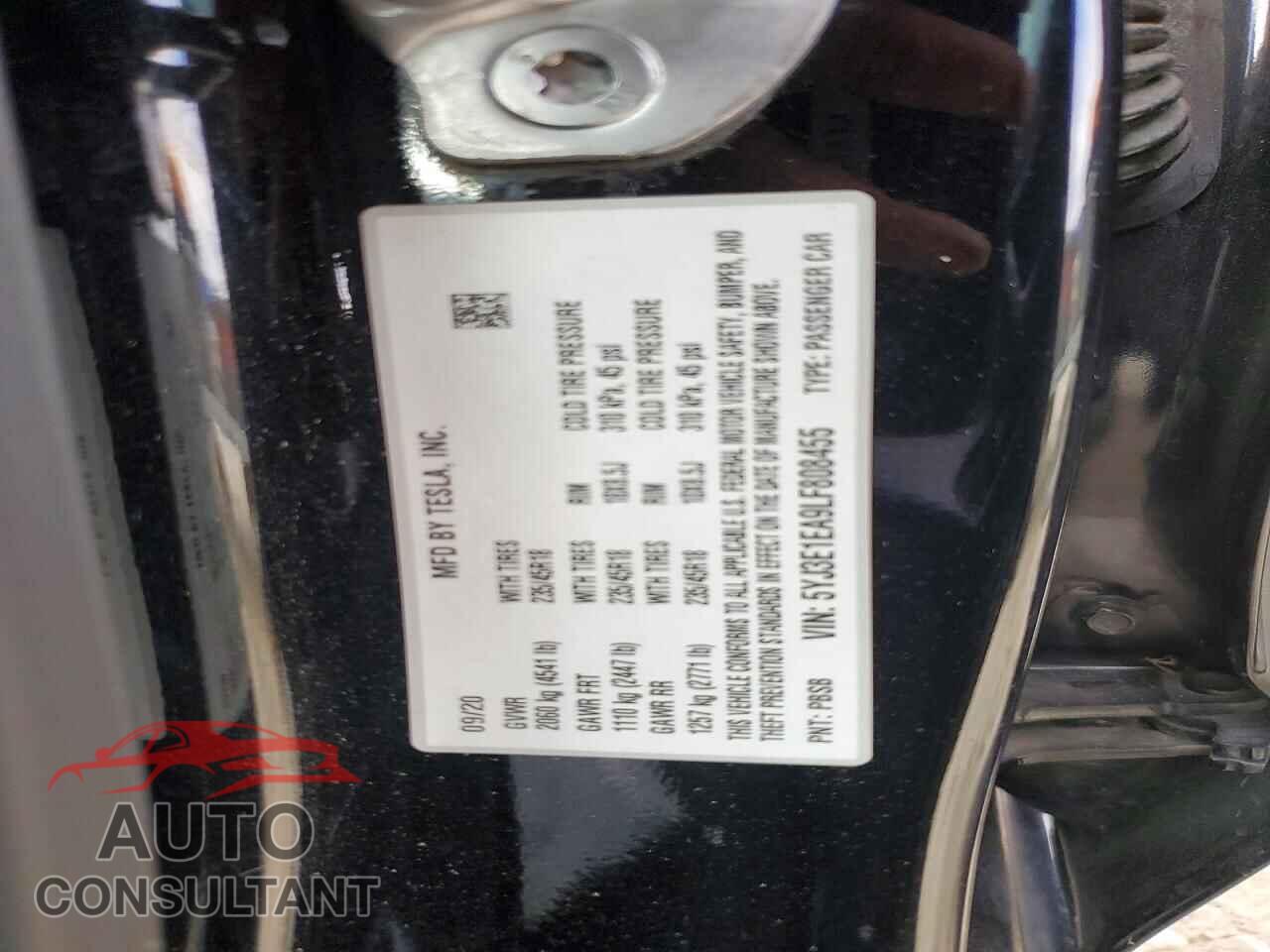 TESLA MODEL 3 2020 - 5YJ3E1EA9LF808455