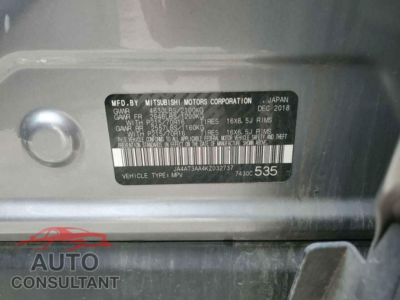 MITSUBISHI ECLIPSE 2019 - JA4AT3AA4KZ032737