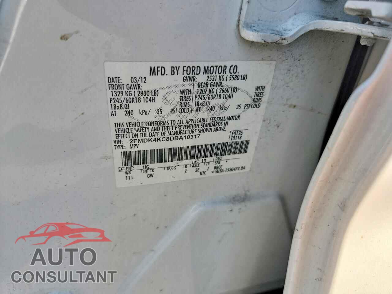 FORD EDGE 2013 - 2FMDK4KC8DBA10317