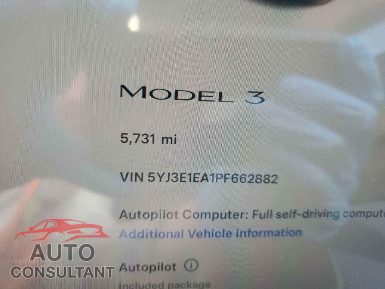 TESLA MODEL 3 2023 - 5YJ3E1EA1PF662882