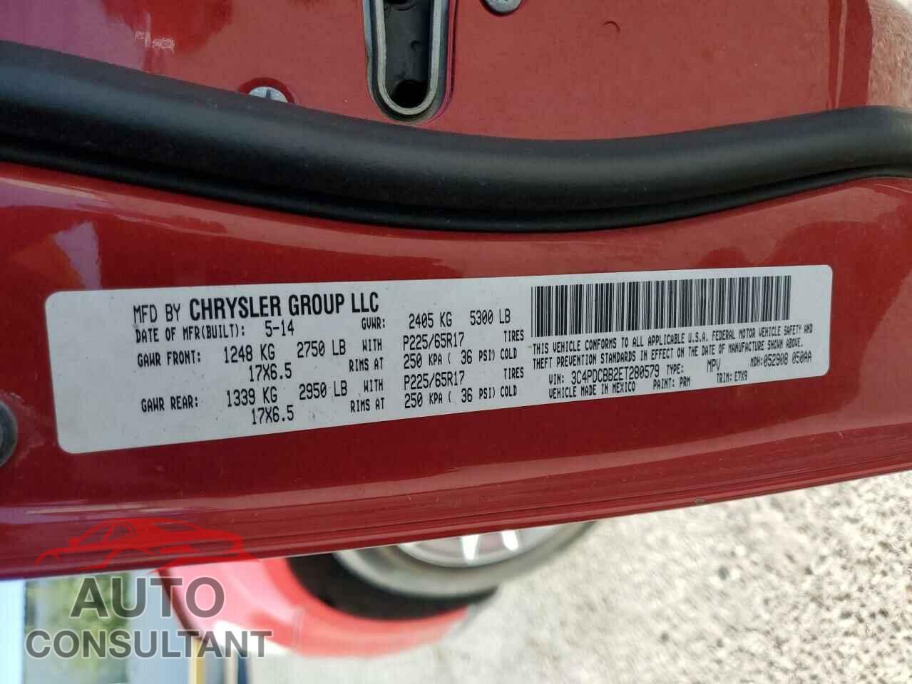 DODGE JOURNEY 2014 - 3C4PDCBB2ET280579