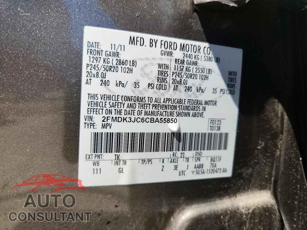 FORD EDGE 2012 - 2FMDK3JC6CBA55850