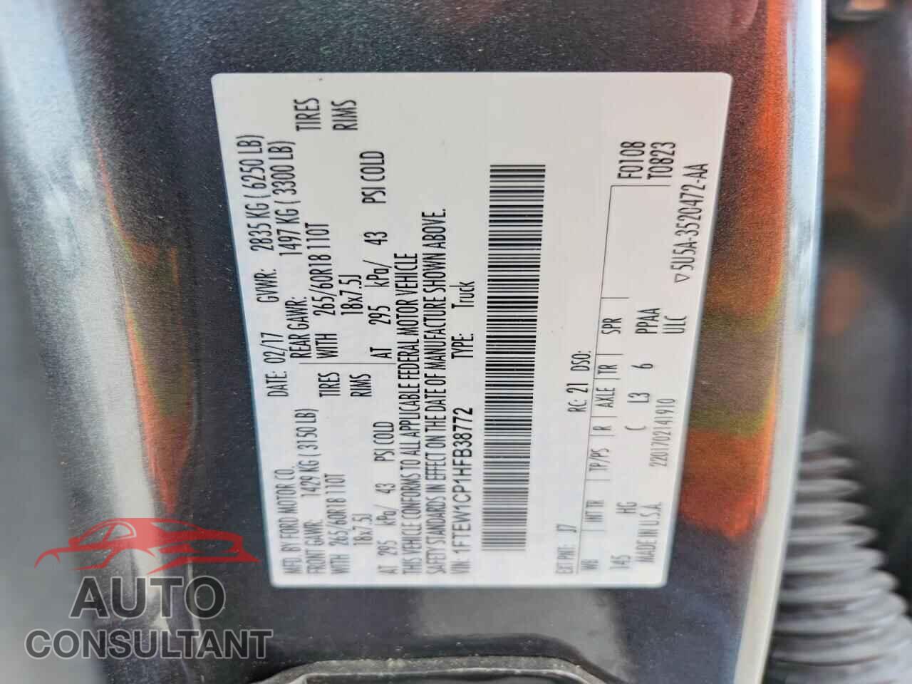 FORD F150 2017 - 1FTEW1CP1HFB38772