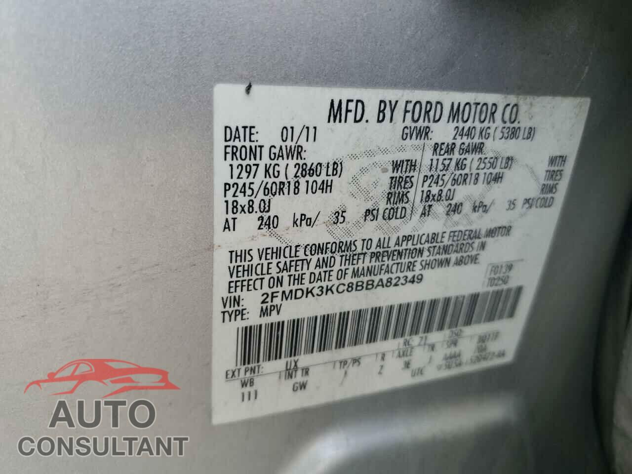 FORD EDGE 2011 - 2FMDK3KC8BBA82349