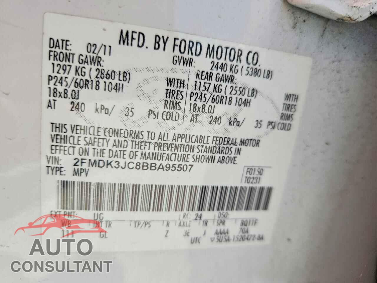 FORD EDGE 2011 - 2FMDK3JC8BBA95507