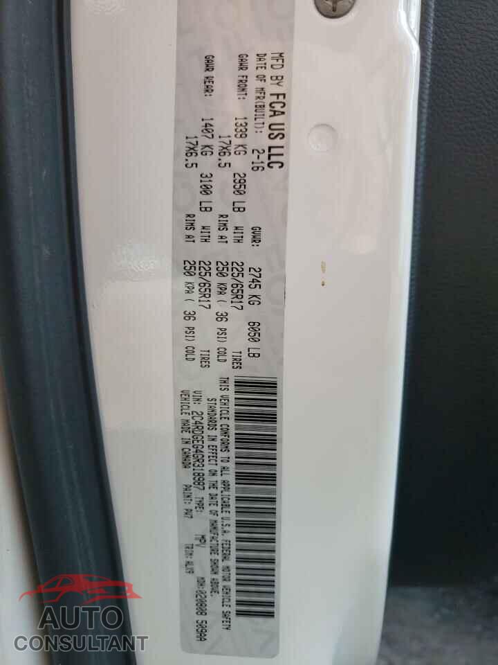 DODGE CARAVAN 2016 - 2C4RDGEG4GR318987