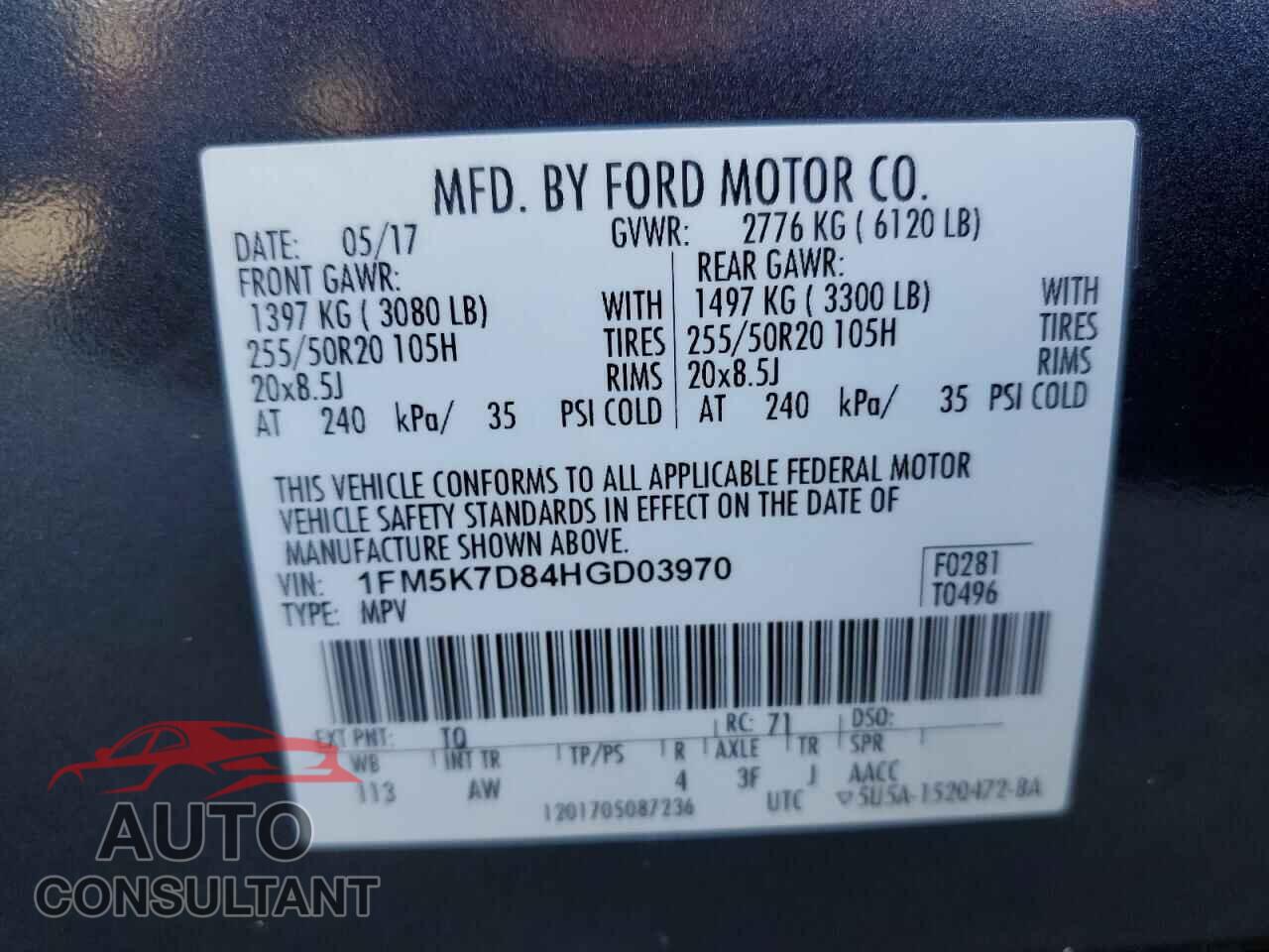 FORD EXPLORER 2017 - 1FM5K7D84HGD03970