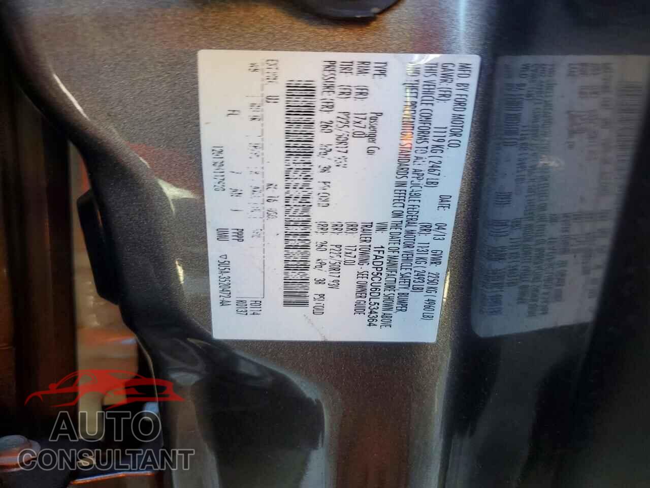 FORD CMAX 2013 - 1FADP5CU6DL534364