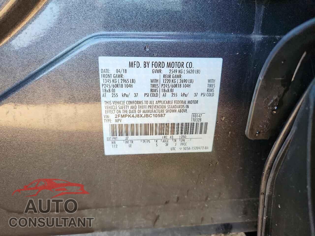 FORD EDGE 2018 - 2FMPK4J8XJBC10587