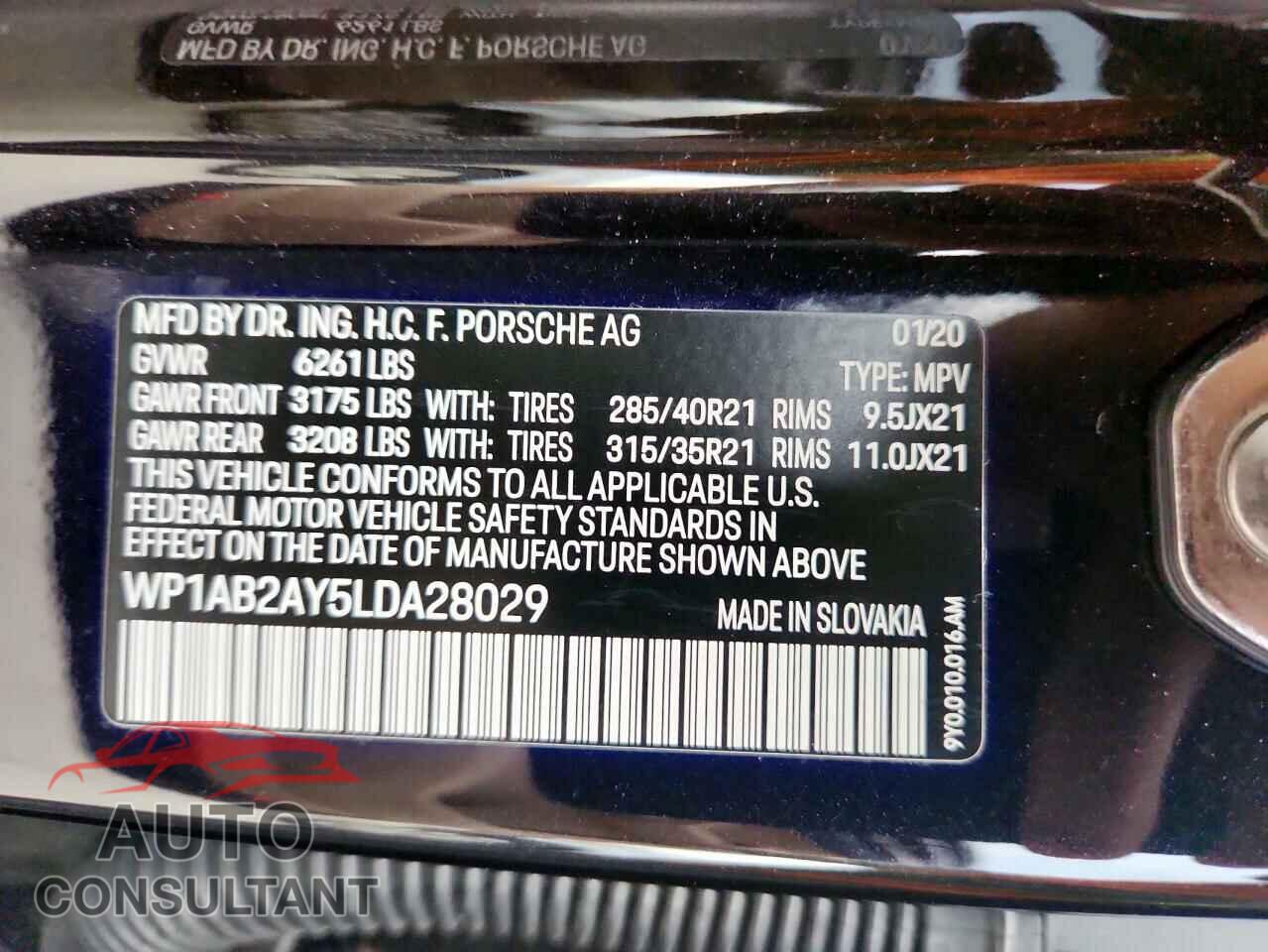 PORSCHE CAYENNE 2020 - WP1AB2AY5LDA28029