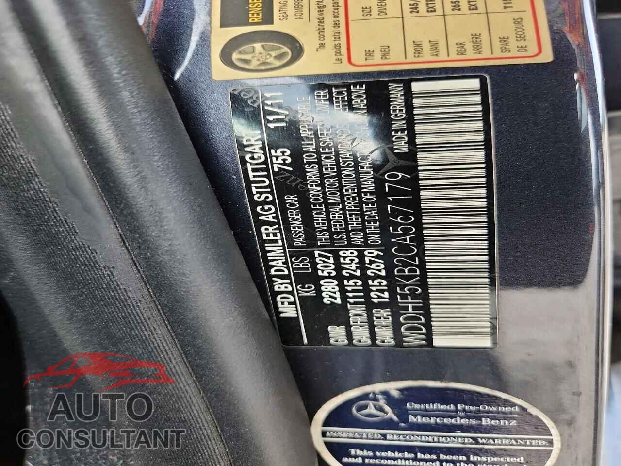 MERCEDES-BENZ E-CLASS 2012 - WDDHF5KB2CA567179