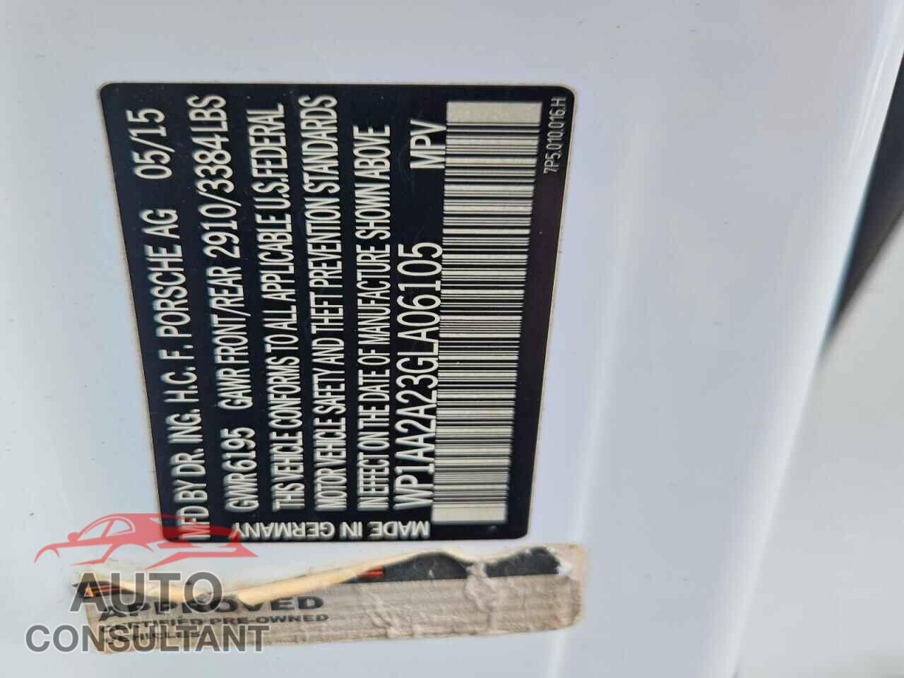 PORSCHE CAYENNE 2016 - WP1AA2A23GLA06105