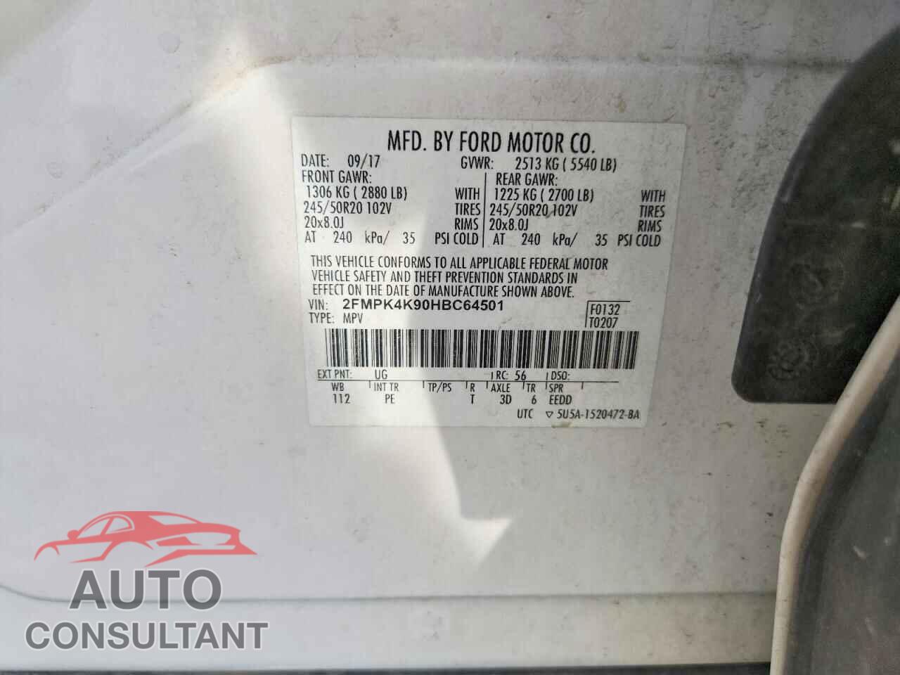 FORD EDGE 2017 - 2FMPK4K90HBC64501