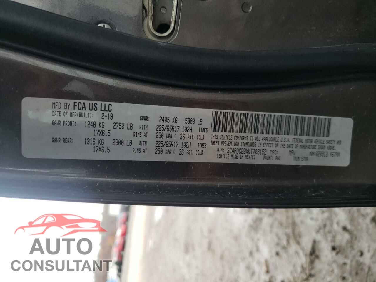 DODGE JOURNEY 2019 - 3C4PDCBBXKT708152
