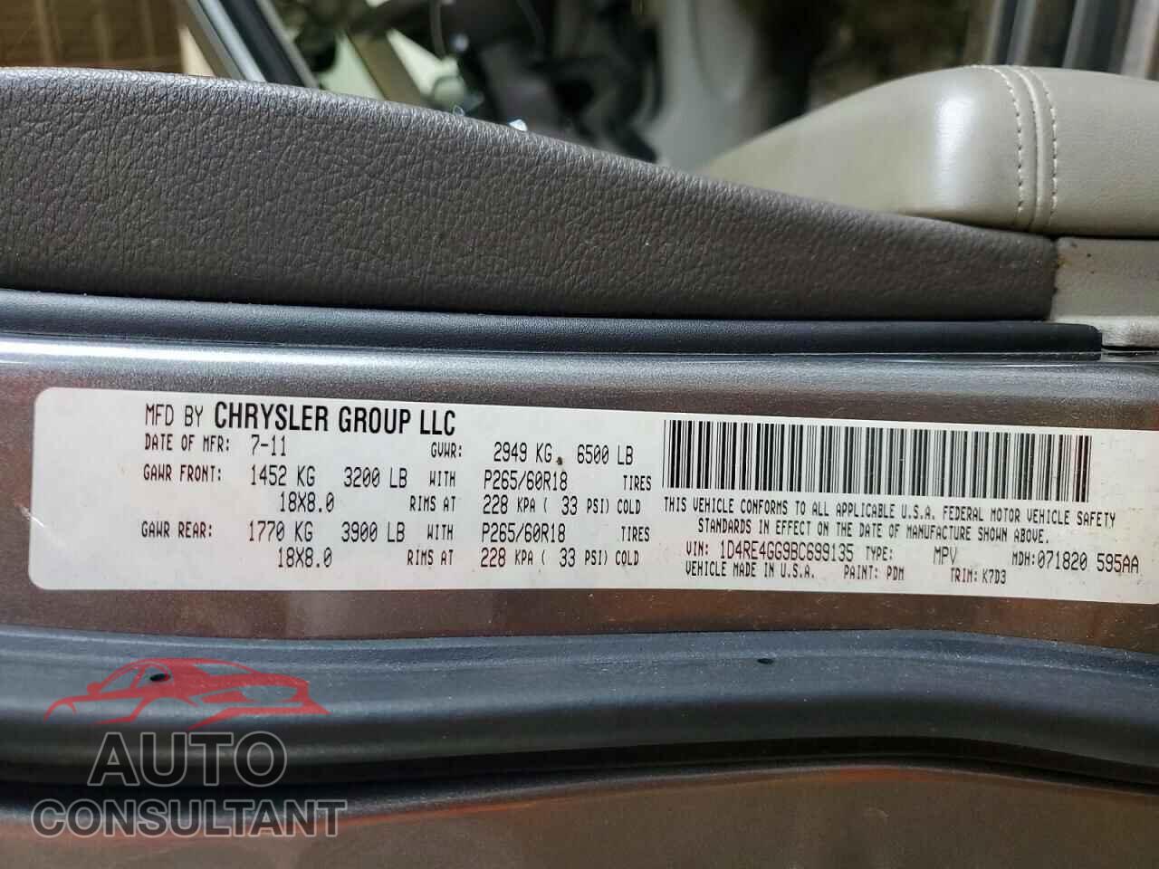DODGE DURANGO 2011 - 1D4RE4GG9BC699135