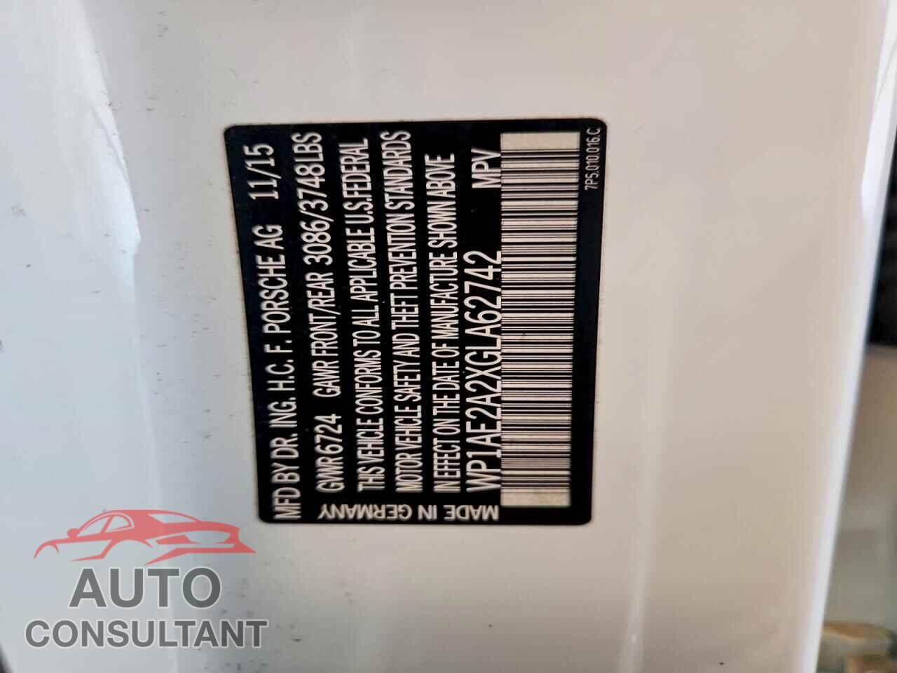 PORSCHE CAYENNE 2016 - WP1AE2A2XGLA62742